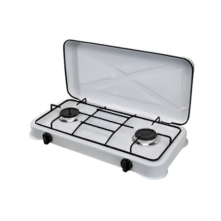 COCINILLA IMPORTCLICK METAL A GAS 2 QUEMADORES TAPA - 1
