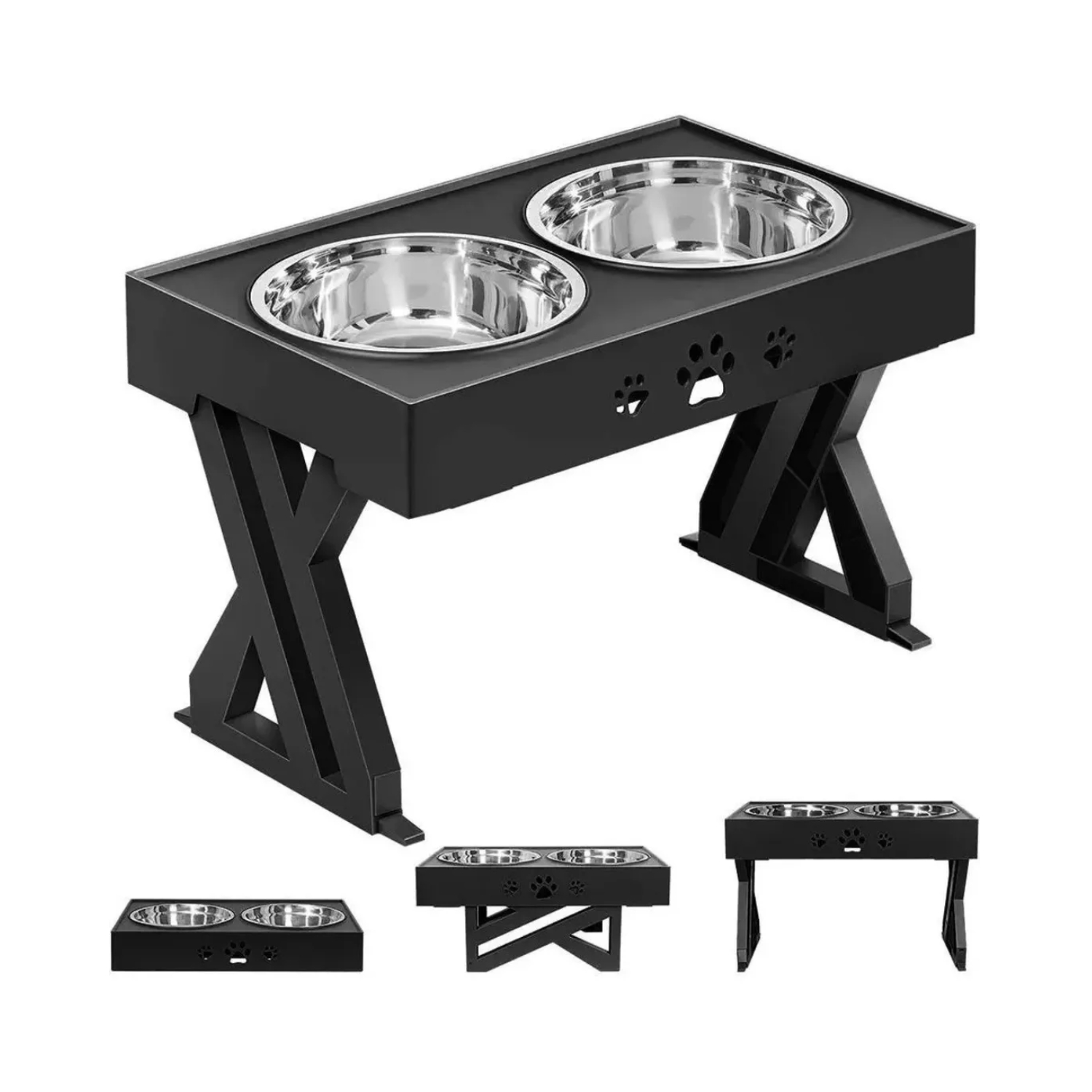 COMEDERO BEBEDERO PERROS AJUSTABLE IMPORTCLICK ACERO PLATO - 2