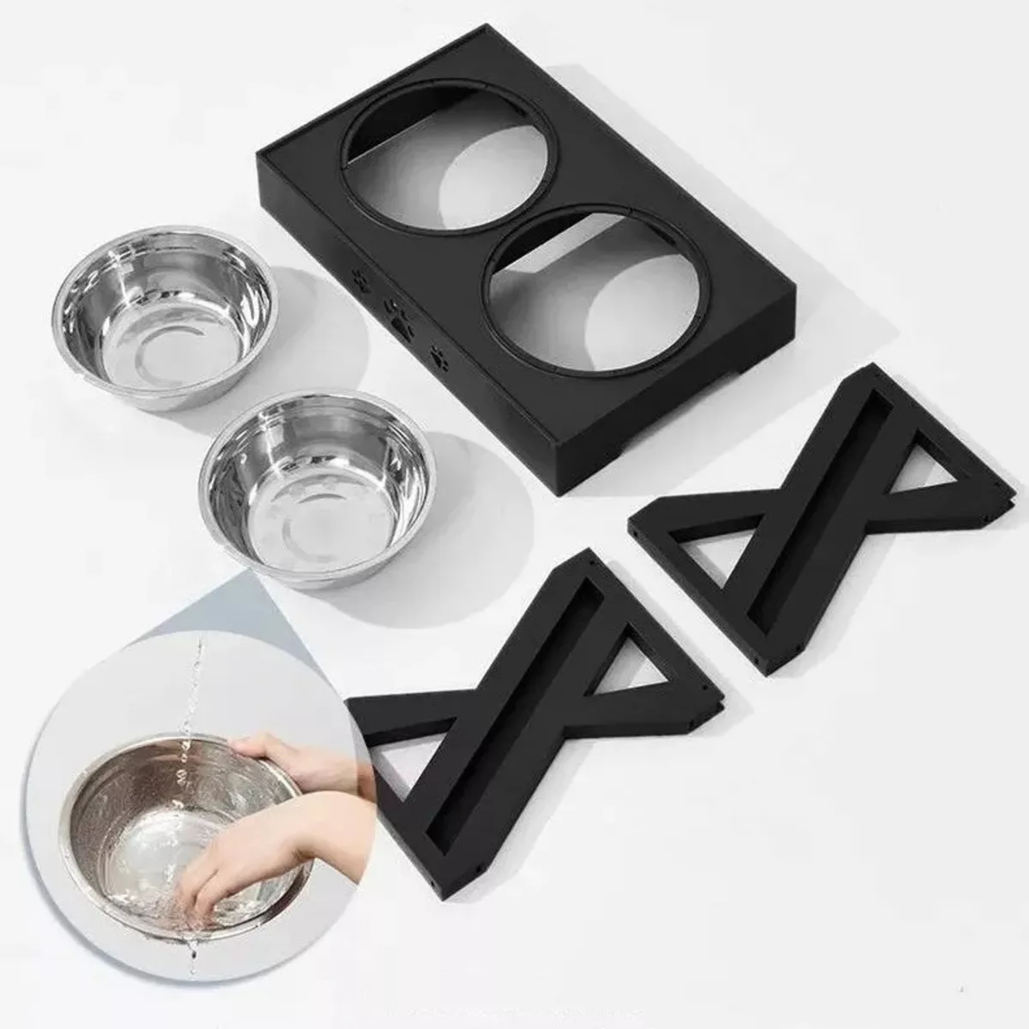 COMEDERO BEBEDERO PERROS AJUSTABLE IMPORTCLICK ACERO PLATO - 3