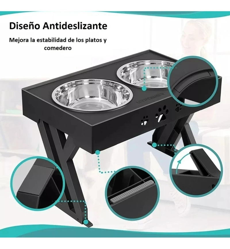 COMEDERO BEBEDERO PERROS AJUSTABLE IMPORTCLICK ACERO PLATO - 4