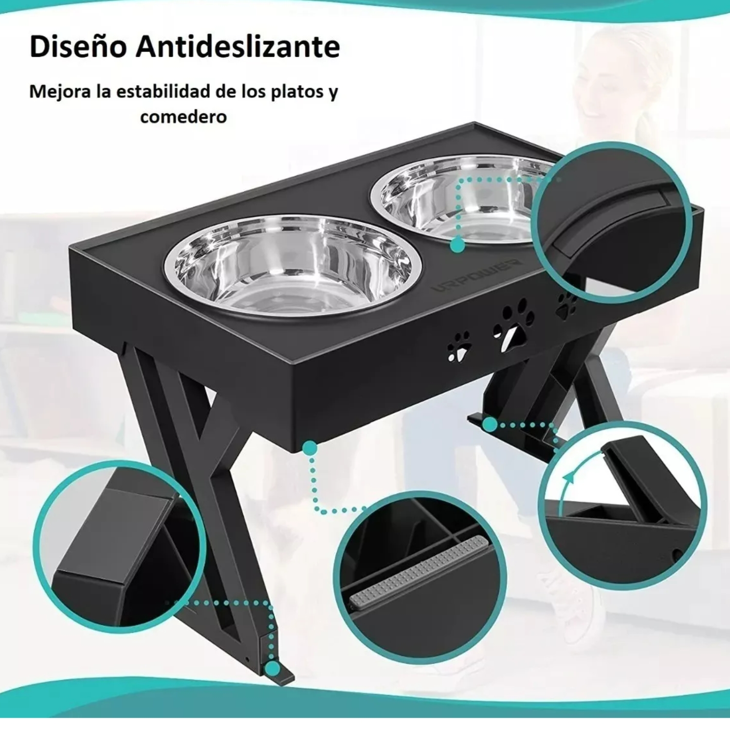 COMEDERO BEBEDERO PERROS AJUSTABLE IMPORTCLICK ACERO PLATO - 4