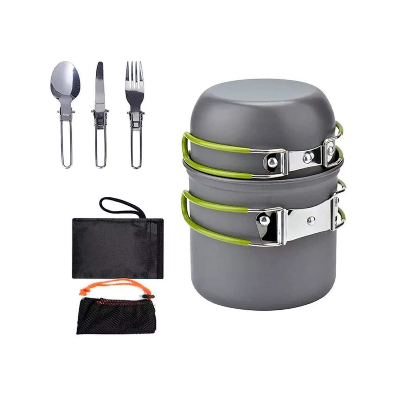 SET 5 PIEZAS OLLAS CUBIERTO PEGABLES ULTRALIGERO CAMPING - 1