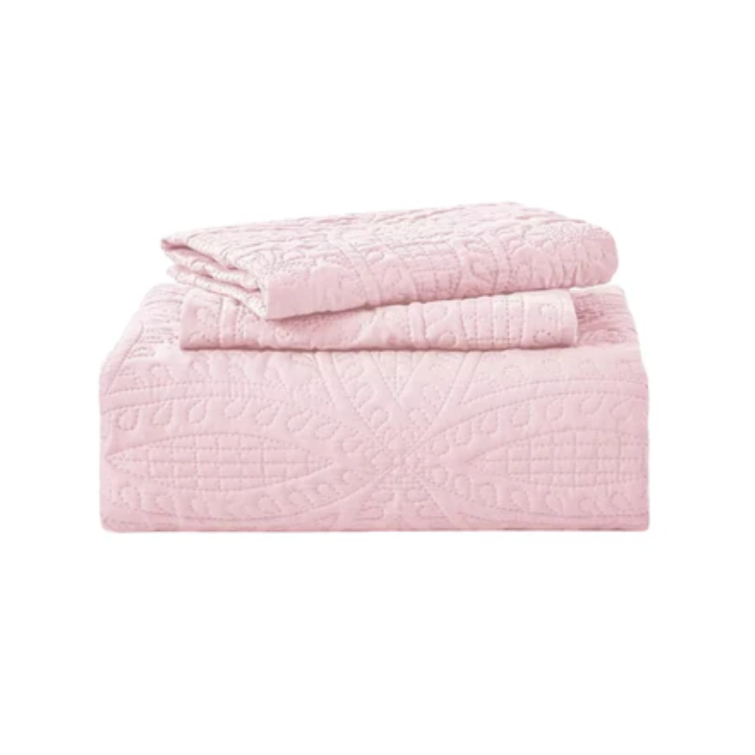 CUBRECAMA IMPORTCLICK ROSA QUILT REVERSIBLE QUEEN 228X228 CM MÁS FUNDAS ALMOHADA BLANCO - 1