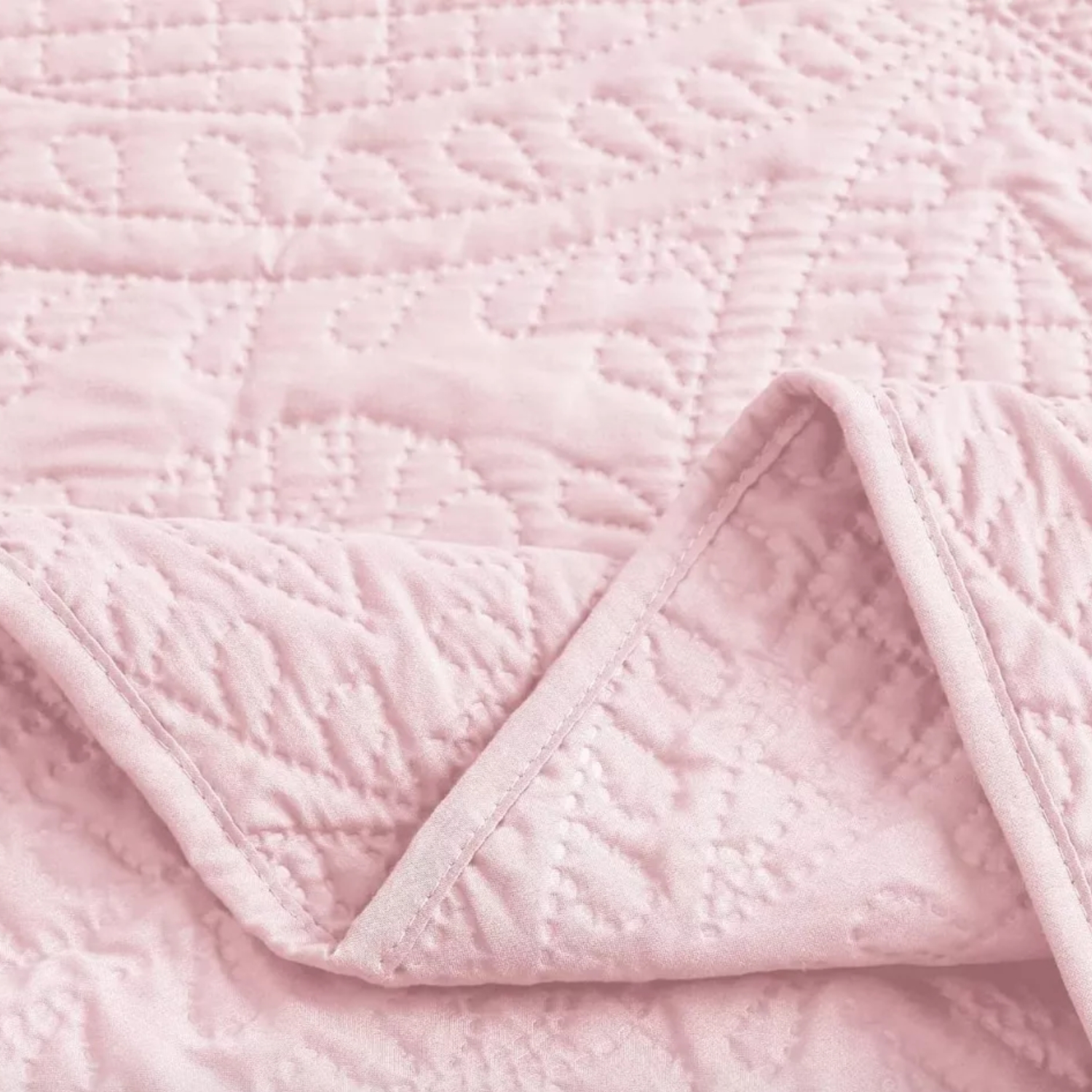 CUBRECAMA IMPORTCLICK ROSA QUILT REVERSIBLE QUEEN 228X228 CM MÁS FUNDAS ALMOHADA BLANCO - 7