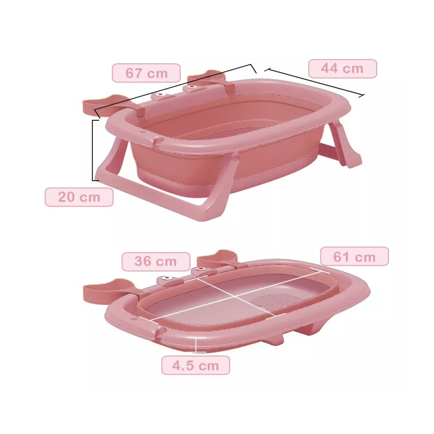 BAÑERA IMPORTCLICK TINA BEBÉ PLEGABLE MALLA REFORZADA CANGREJO 20 L ROSADO - 4