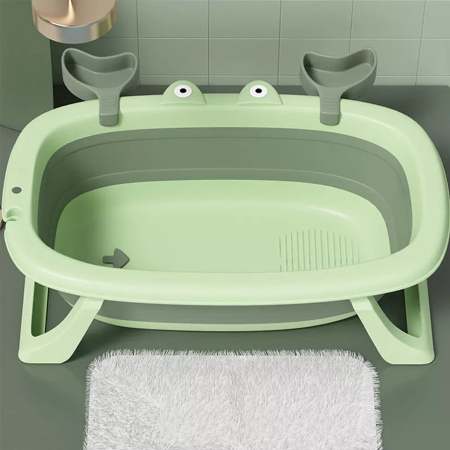BAÑERA IMPORTCLICK TINA BEBÉ PLEGABLE MALLA REFORZADA CANGREJO 20 L VERDE - 6