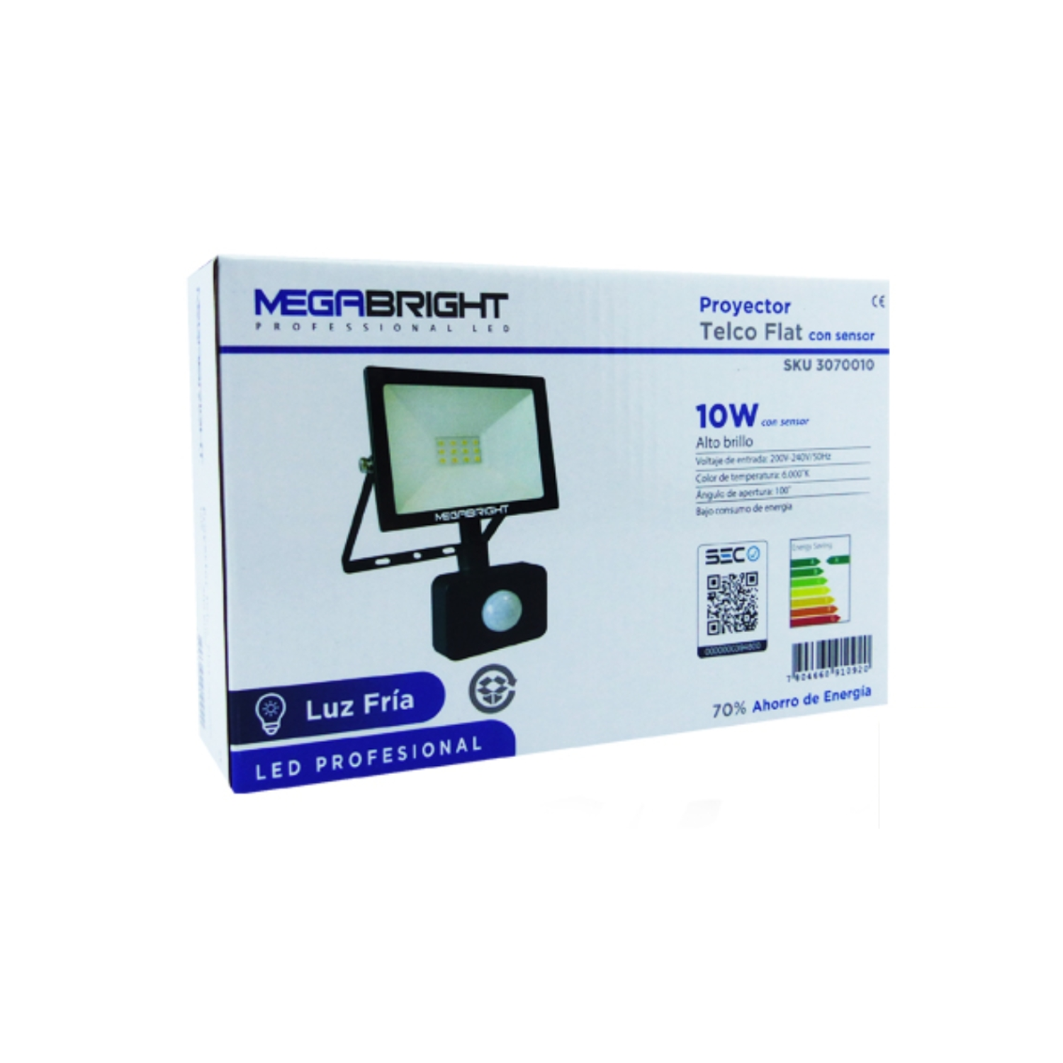 FOCO LED HALÓGENO 10 WATT SENSOR MOVIMIENTO LUZ FRÍA CERTIFICADO - 4