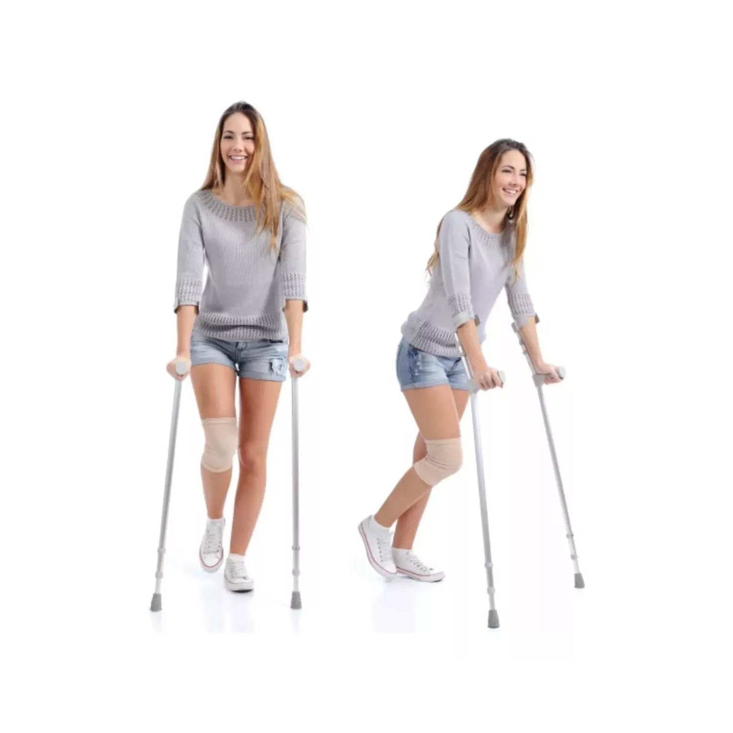 SET IMPORTCLICK 2 MULETAS BASTÓN SALUD DLX PLATEADO - 4