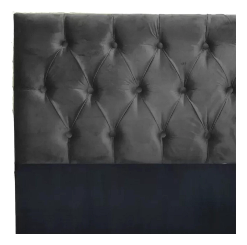 RESPALDO IMPORTCLICK PISO CAPITONÉ PREMIUN SÚPER KING FELPA GRIS OSCURO 200 X 140 CM - 2