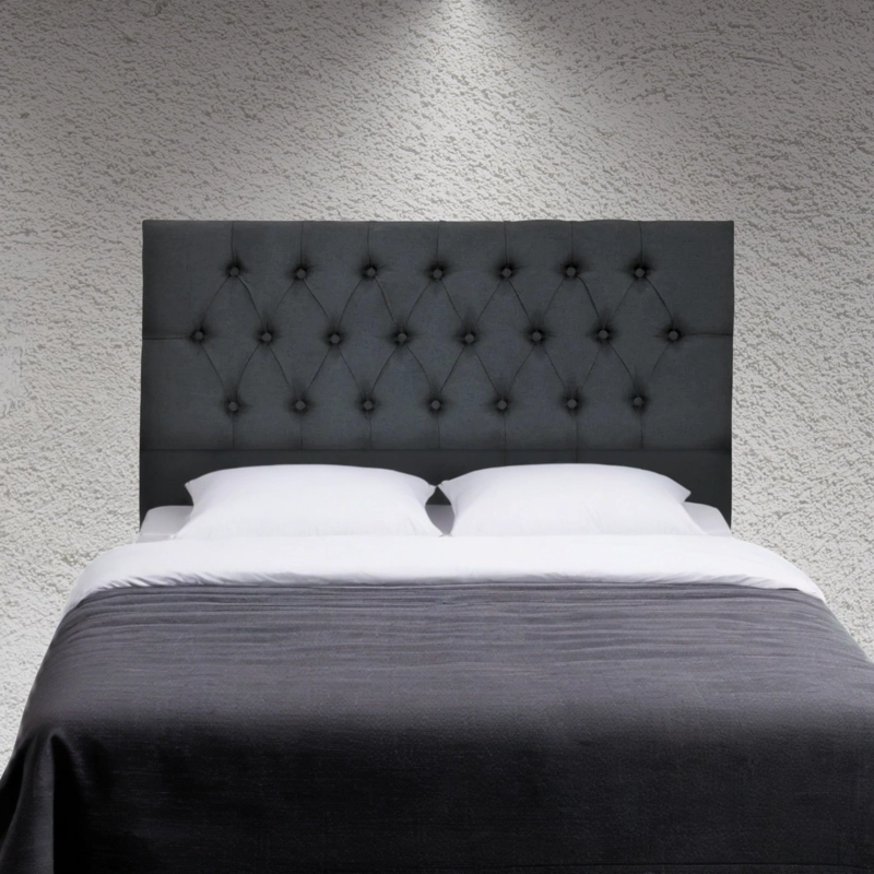 RESPALDO IMPORTCLICK PISO CAPITONÉ PREMIUN SÚPER KING LINO GRIS OSCURO 200 X 140 CM - 3