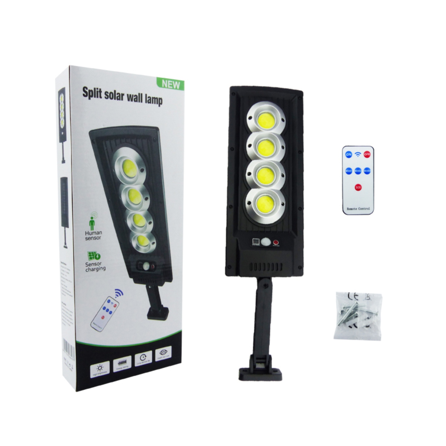 FOCO MINI SOLAR PARED 4 PLACAS LED COB BRAZO - 4