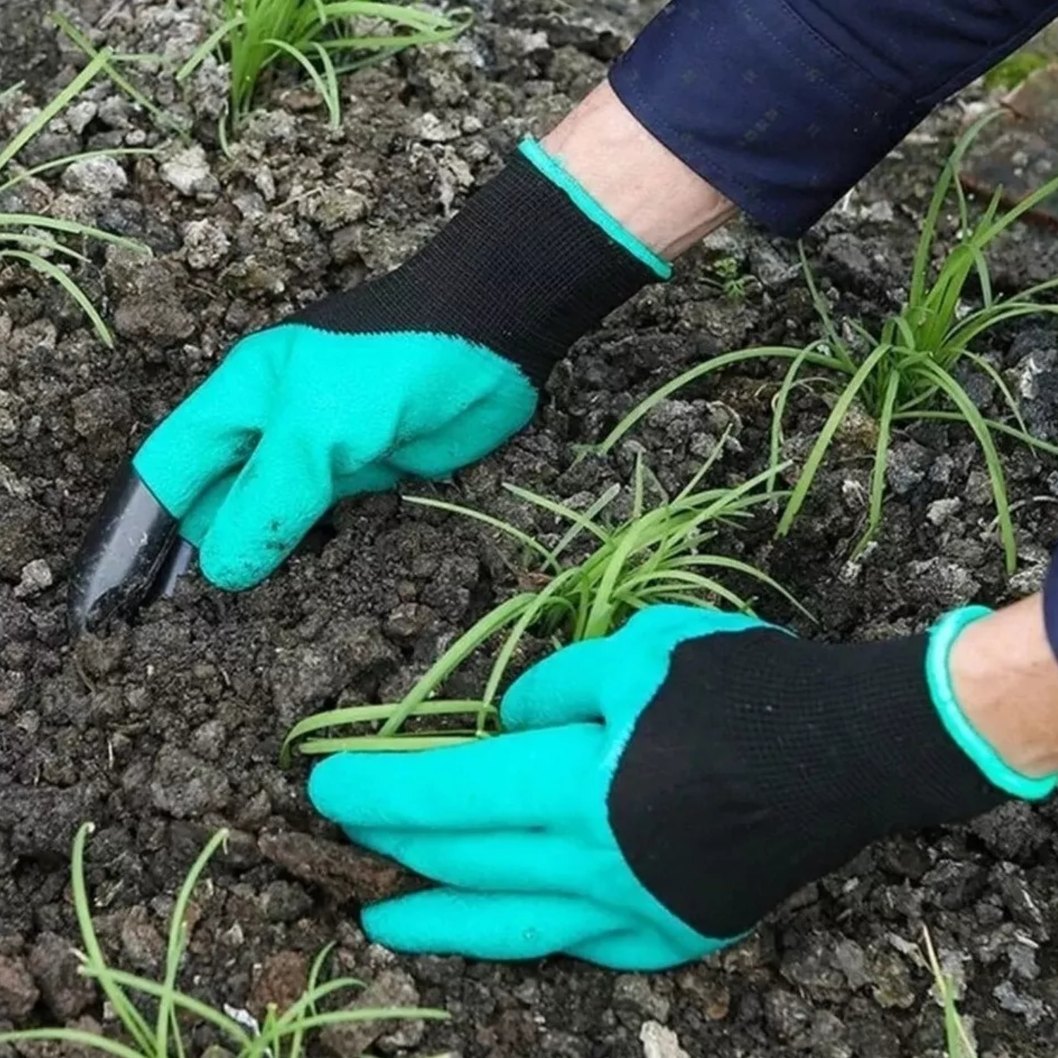 GUANTES JARDINERÍA GARRAS TRABAJO LÁTEX VERDE - 5