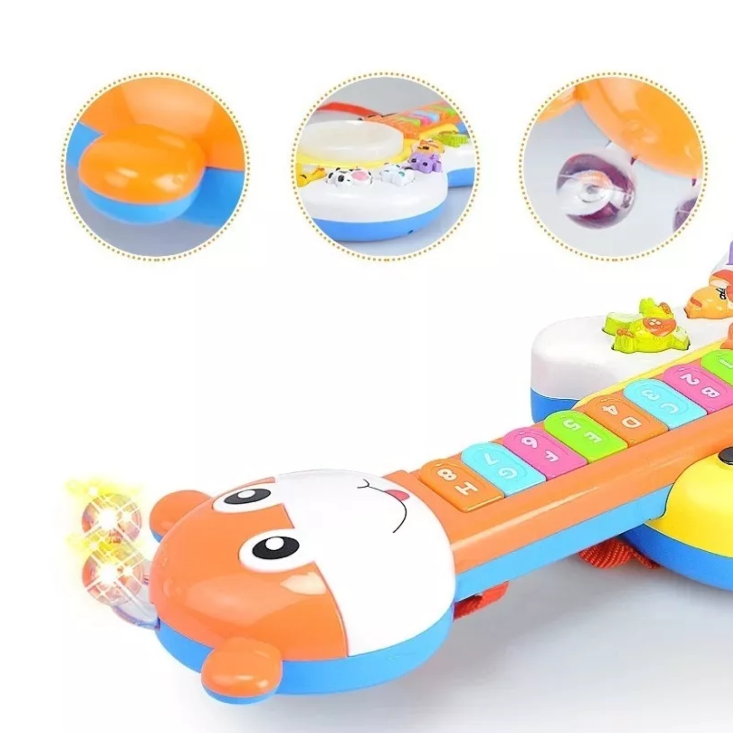 GUITARRA DIDÁCTICA IMPORTCLICK MULTICOLOR JUGUETE MUSICAL BEBE JIRAFA LUCES SONIDO - 4