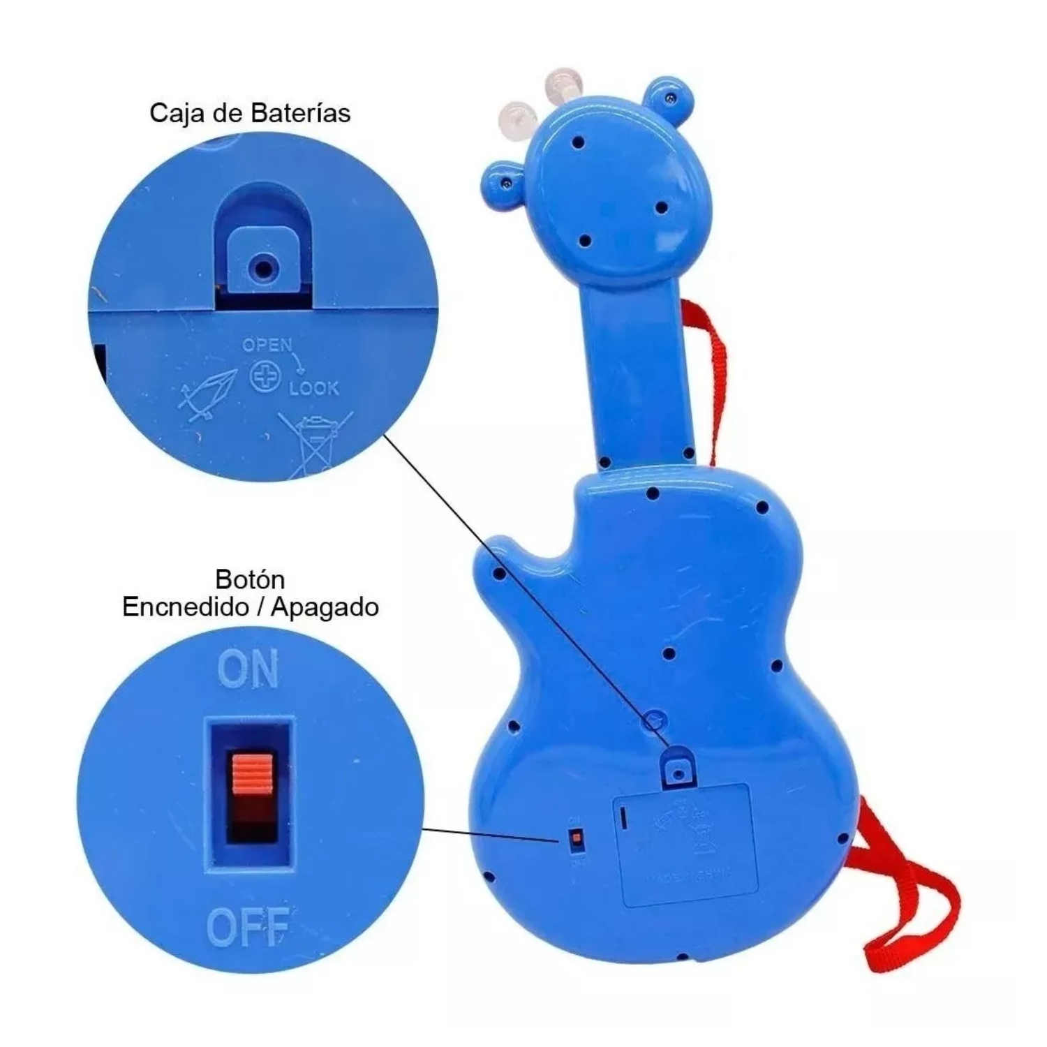 GUITARRA DIDÁCTICA IMPORTCLICK MULTICOLOR JUGUETE MUSICAL BEBE JIRAFA LUCES SONIDO - 6