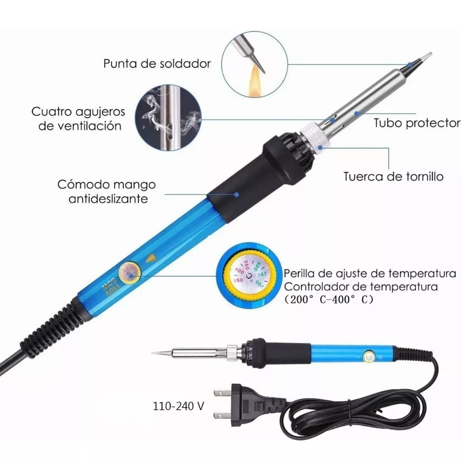 KIT CAUTÍN SOLDAR ELÉCTRICO PUNTA LÁPIZ ESTAÑO - 3