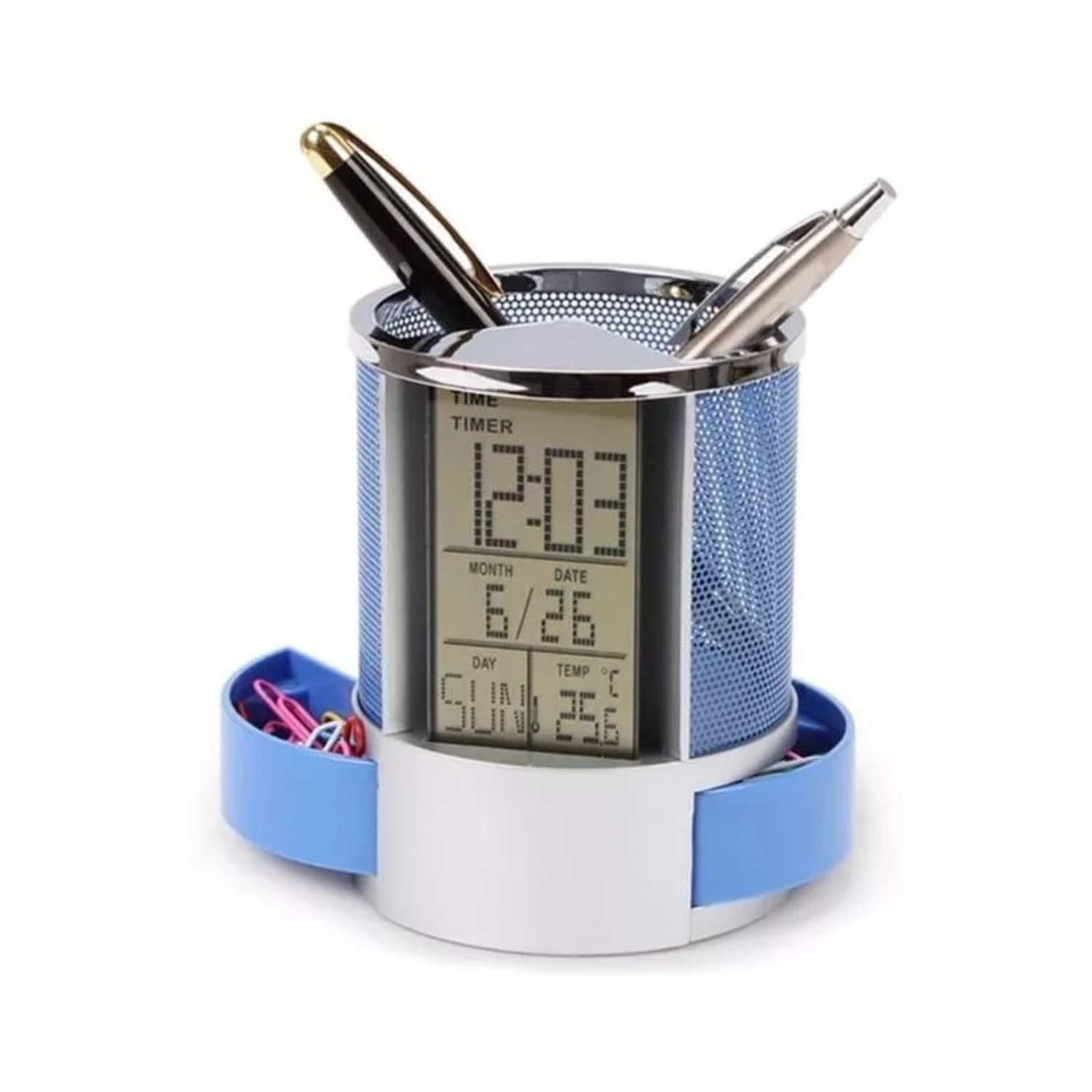 ORGANIZADOR IMPORTCLICK BOLÍGRAFO PORTALÁPICES RELOJ ALARMA PANTALLA LCD - 1