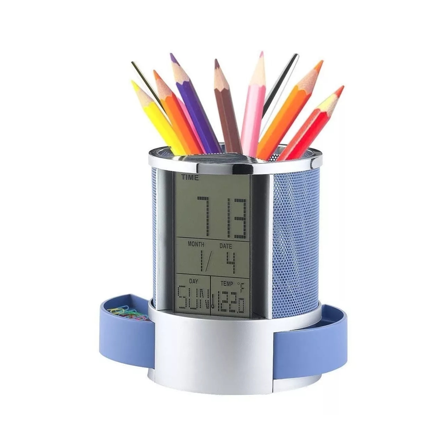 ORGANIZADOR IMPORTCLICK BOLÍGRAFO PORTALÁPICES RELOJ ALARMA PANTALLA LCD - 3