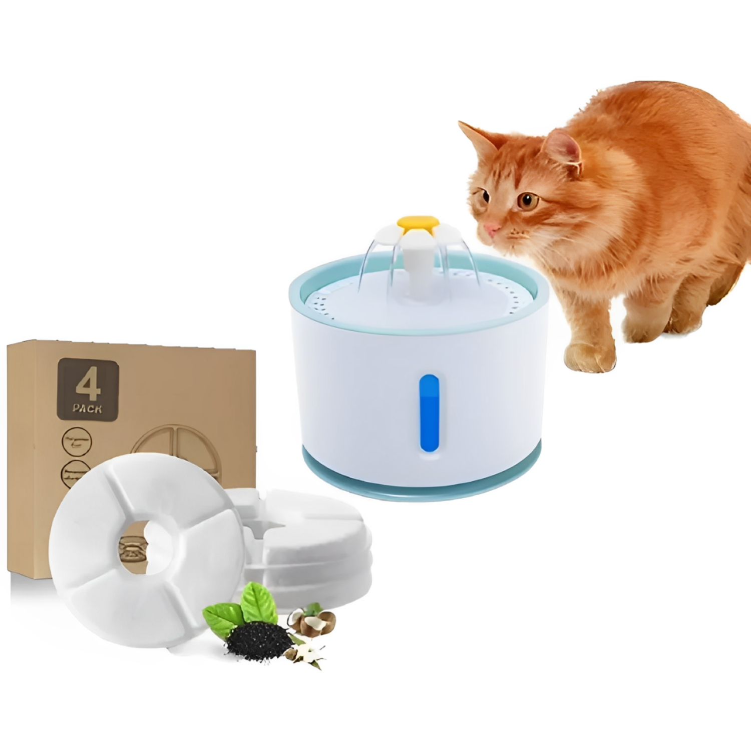 BEBEDERO GATOS ELÉCTRICO IMPORTCLICK FUENTE AGUA 2.4 L BLANCO CELESTE - 5