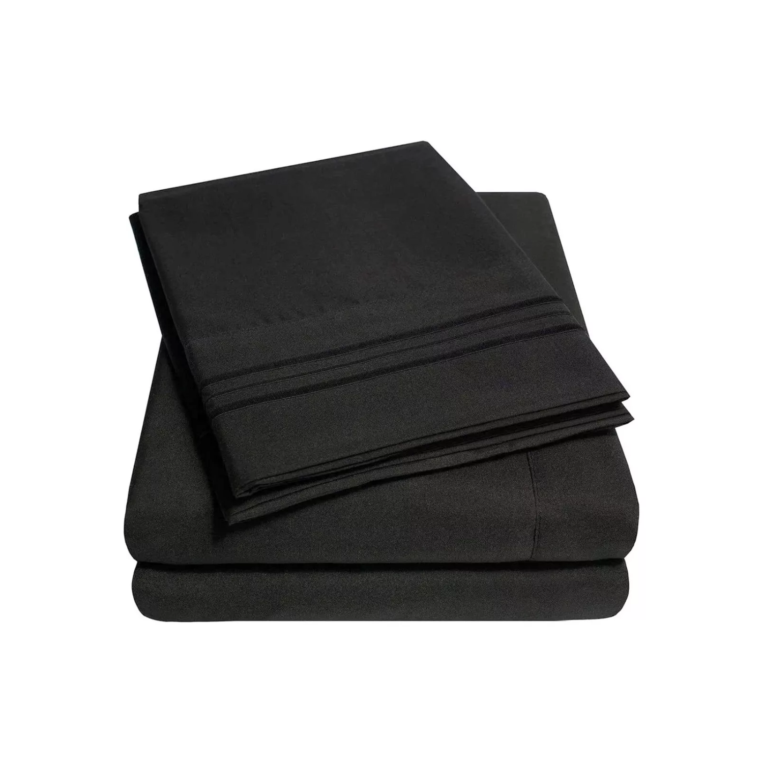 JUEGO SÁBANAS IMPORTCLICK MICROFIBRA NEGRO LISO HOTEL ULTRA SUAVE + FUNDA BORDADAS KING - 1