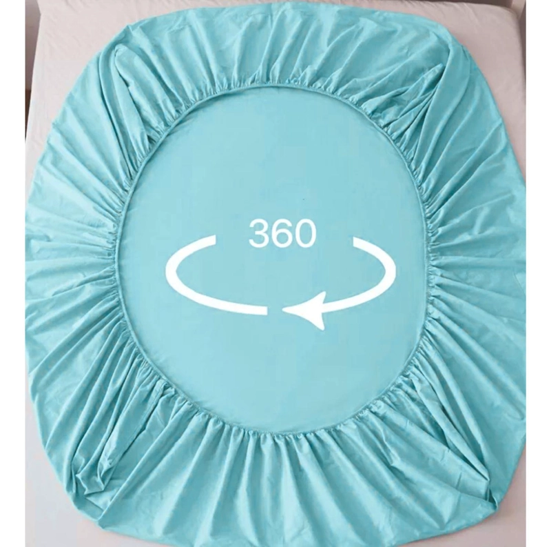 JUEGO SÁBANAS IMPORTCLICK ALGODÓN CELESTE LISO 200 HILOS + 2 FUNDAS 2 PL - 4