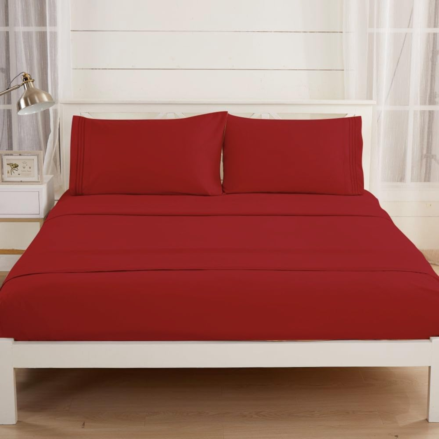 JUEGO SÁBANAS IMPORTCLICK ROJO LISO POLAR + 2 FUNDAS 2 PL - 5