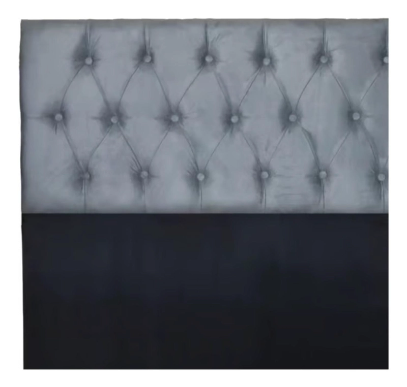 RESPALDO IMPORTCLICK PISO CAPITONÉ PREMIUM 2 PLAZAS FELPA GRIS AZULADO 150 X 140 CM - 2