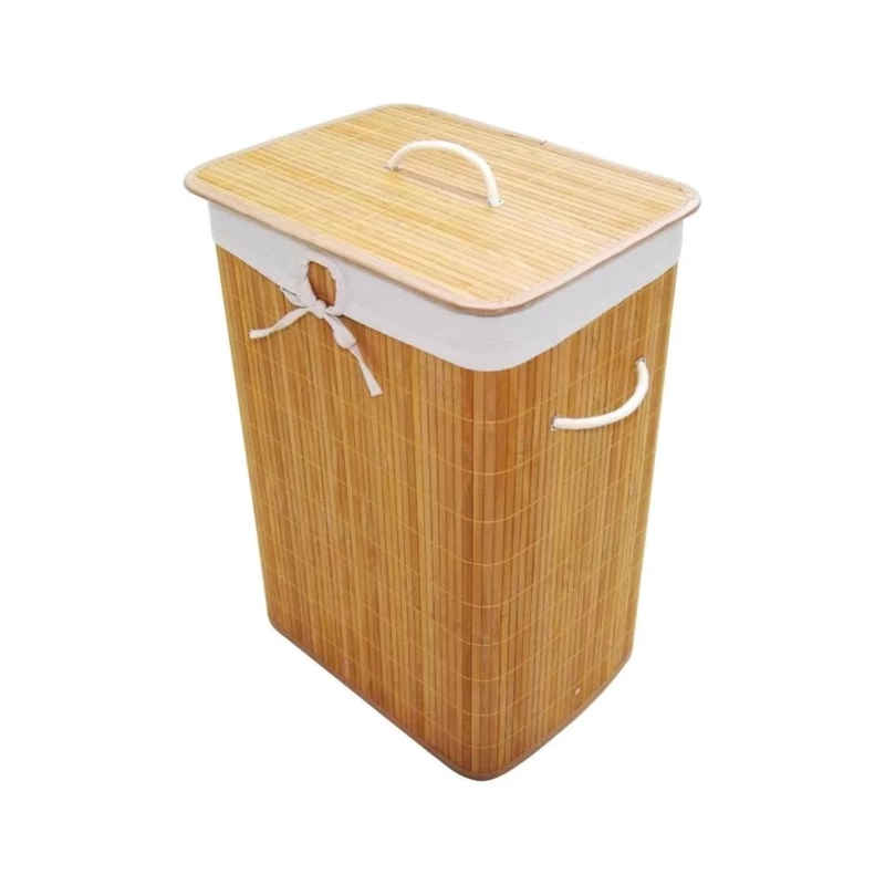 ORGANIZADOR CANASTO CESTO HOGAR PEGABLE 40X30X60 CM BAMBÚ - 3