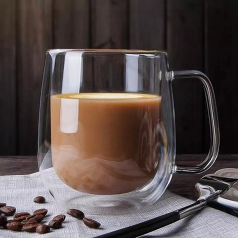 PACK 2 TAZAS MUG CAFÉ TÉ DOBLE PARED VIDRIO 250 ML - 4