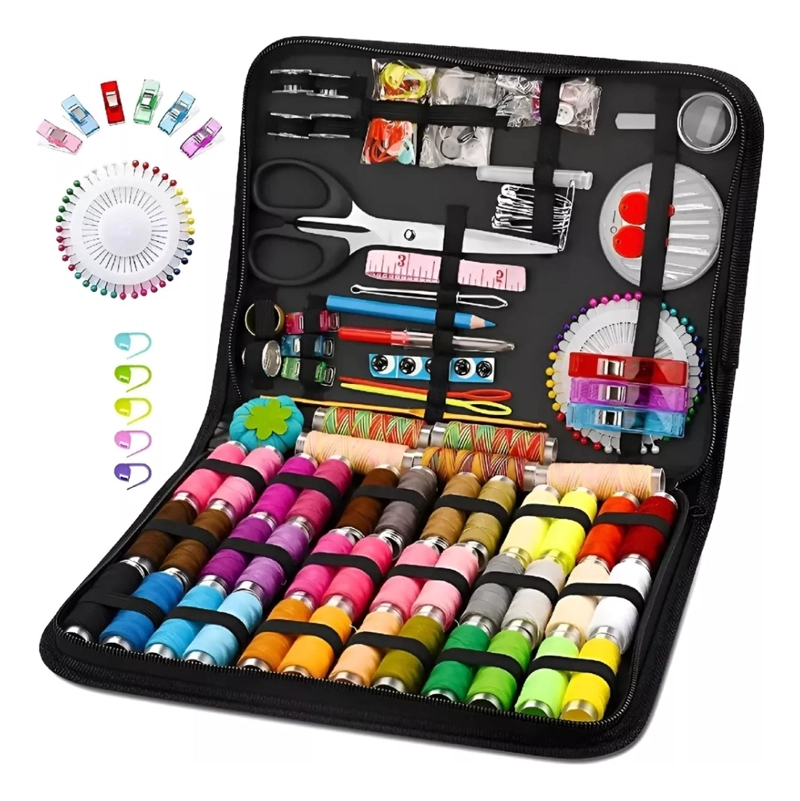 SET ESTUCHE COSTURERO HILOS COLORES BORDADO 206 PIEZAS - 1