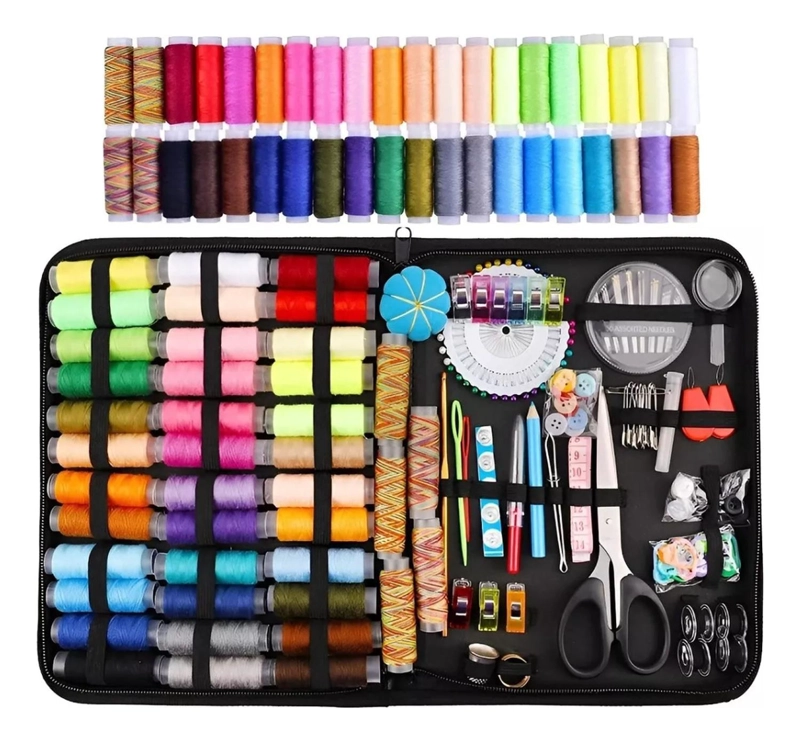 SET ESTUCHE COSTURERO HILOS COLORES BORDADO 206 PIEZAS - 2