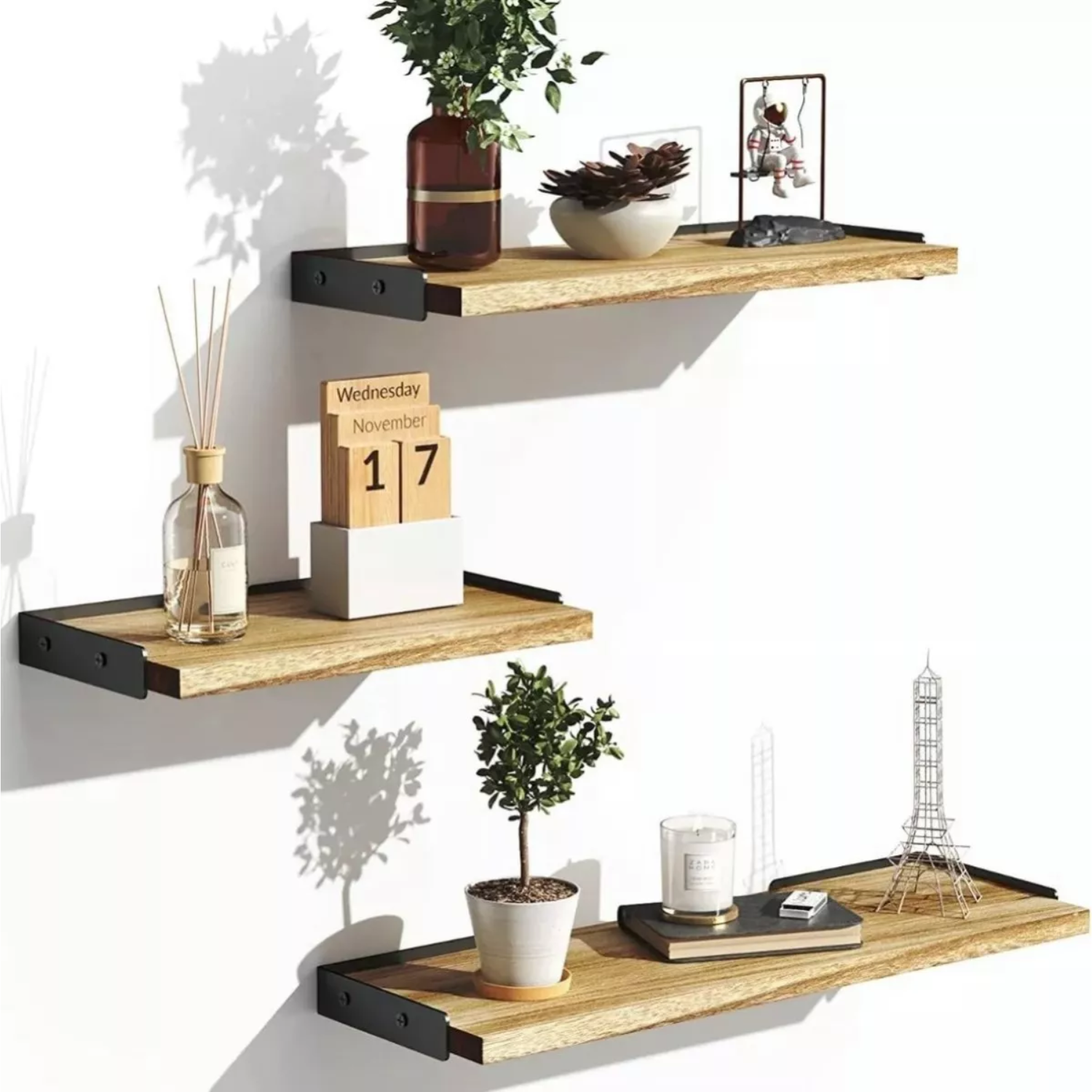 KIT REPISAS FLOTANTES MULTIPROPÓSITO MADERA DIFERENTES TAMAÑOS - 1