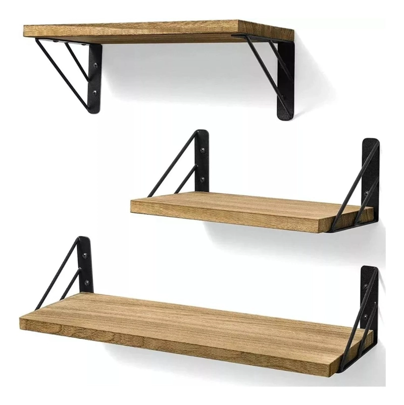 KIT REPISAS FLOTANTES MULTIPROPOSITO MADERA DIFERENTES TAMAÑOS - 3