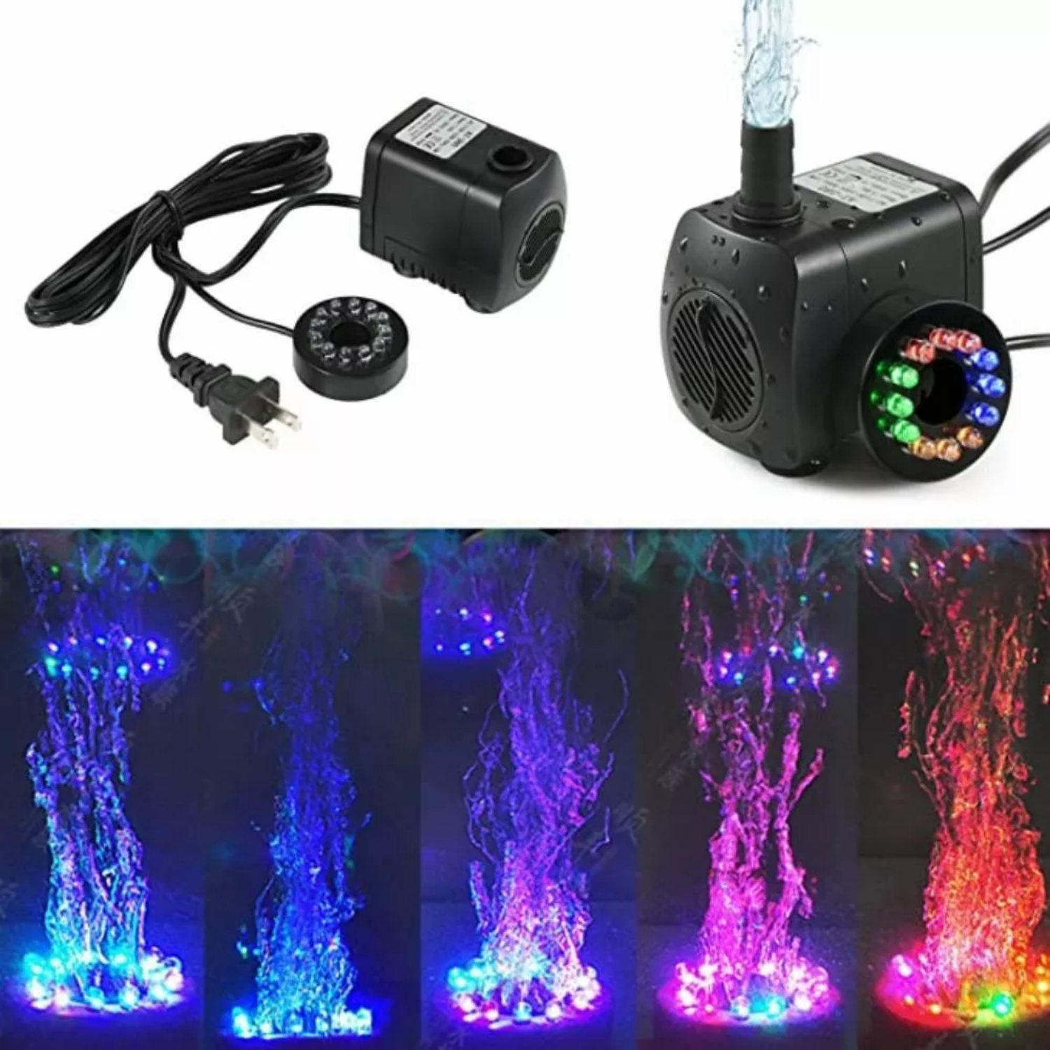 BOMBA AGUA PILETA ACUARIO SUMERGIBLE 12 LUCES LED - 4