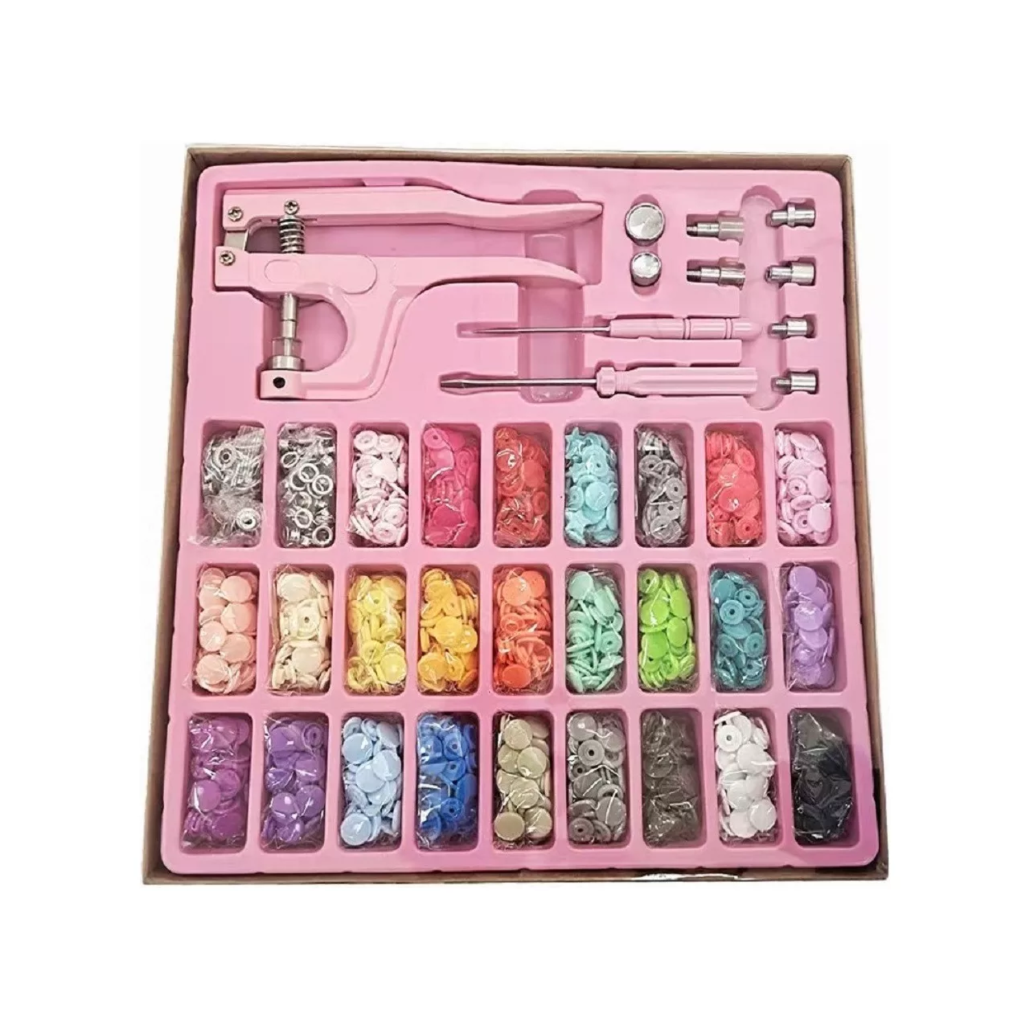 PINZA REMACHADORA BROCHES PLÁSTICOS SNAP + 270 BROCHES - 1
