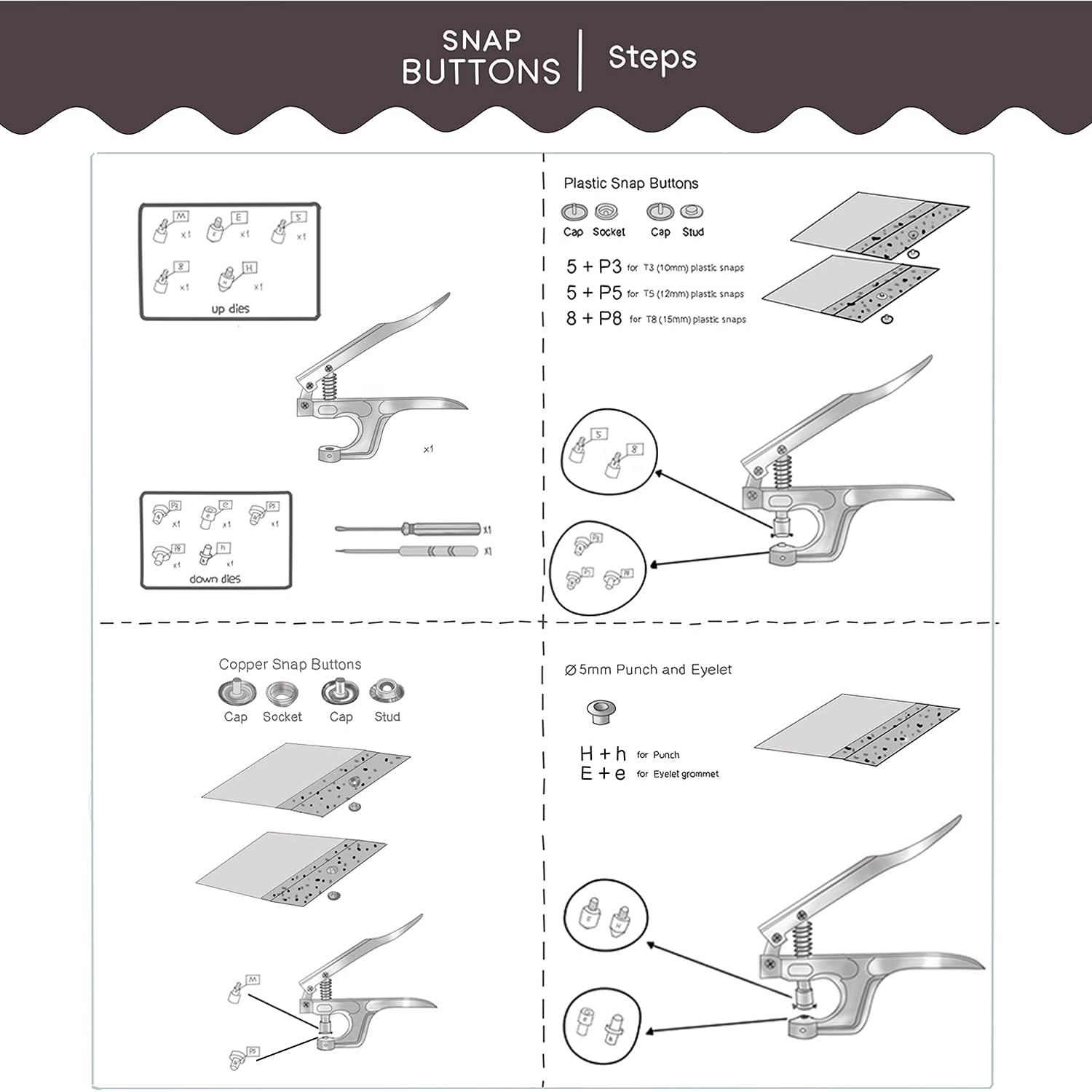 PINZA REMACHADORA BROCHES PLÁSTICOS SNAP + 270 BROCHES - 4