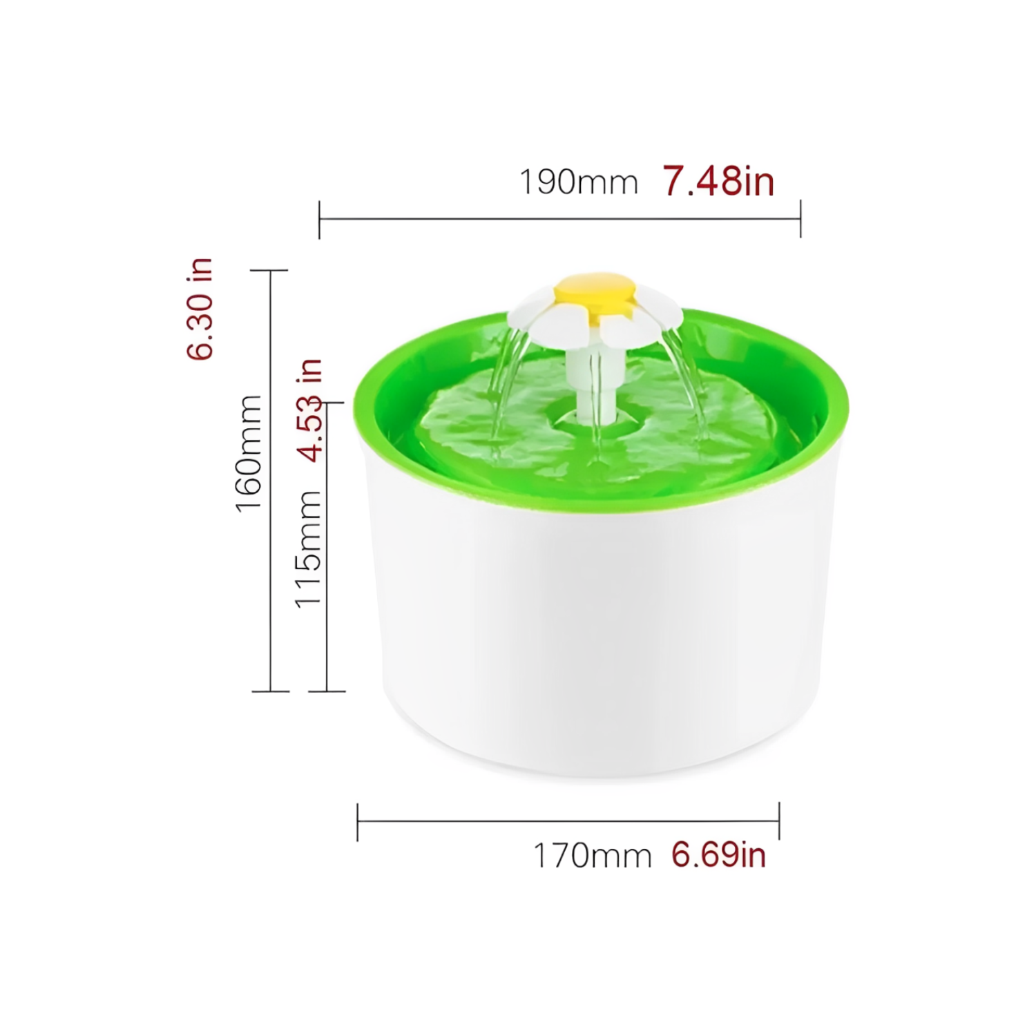 BEBEDERO FUENTE ELÉCTRICO AGUA MASCOTAS 2 L COLOR BLANCO VERDE - 5