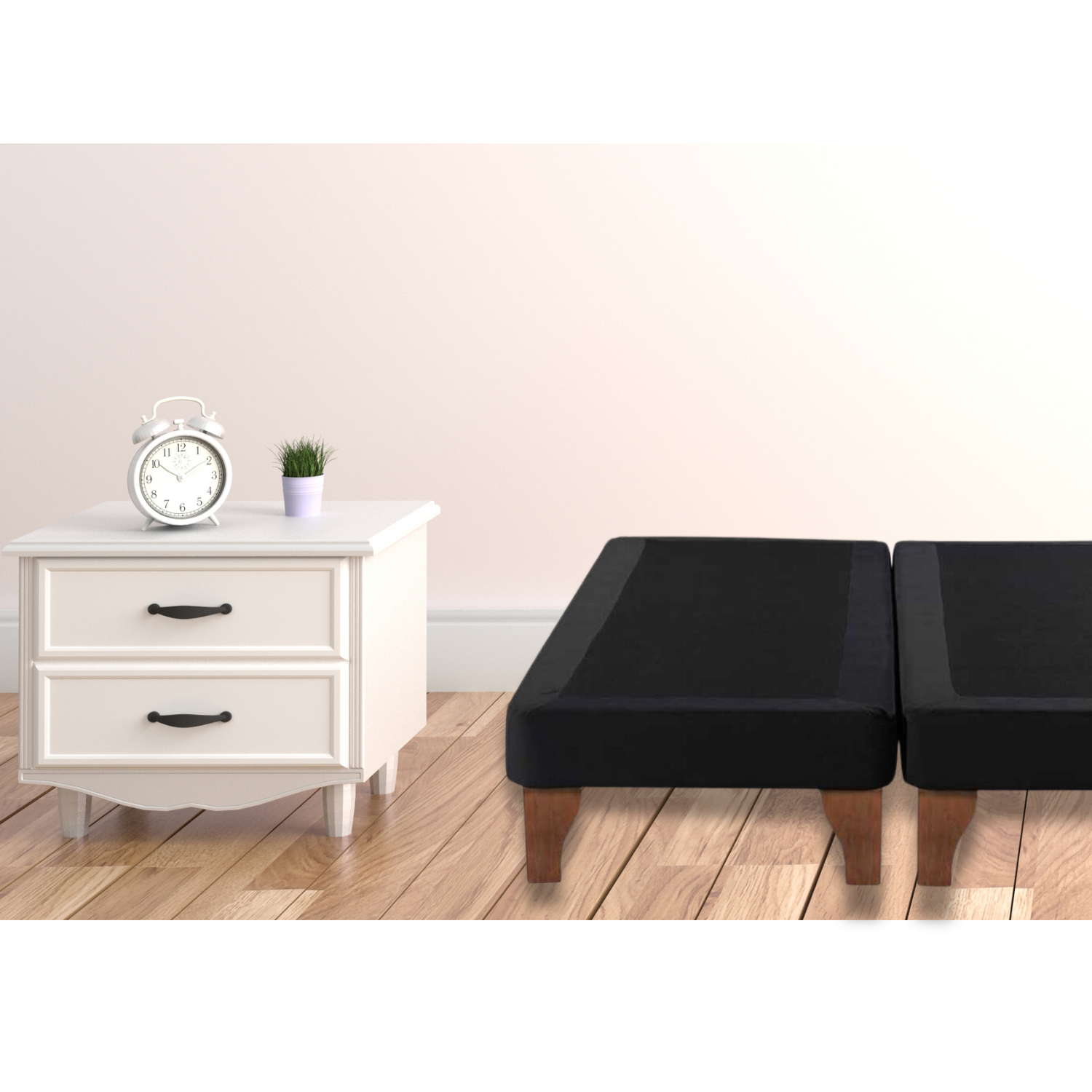 BASE DIVIDIDA CAMA EUROPEA 2 PLAZAS 150X190 CM NEGRO FELPA - 5