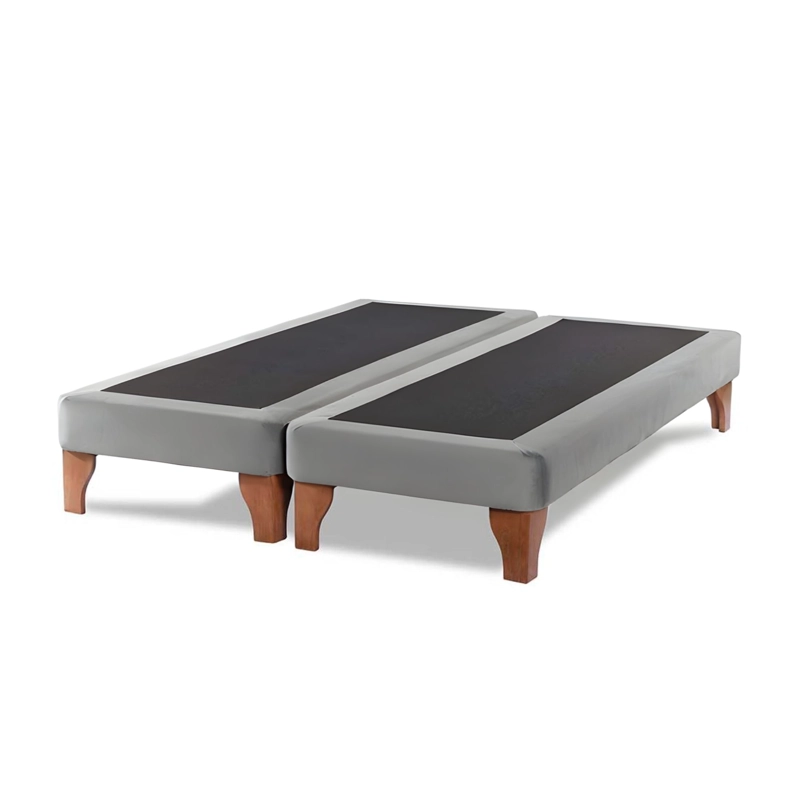 BASE CAMA EUROPEA IMPORTCLICK DIVIDIDA 2 PLAZAS 150X190 CM GRIS CLARO FELPA - 1