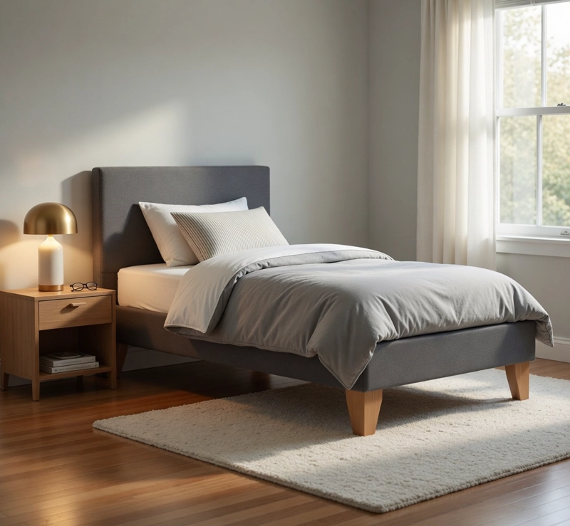 BASE CAMA EUROPEA IMPORTCLICK ELEGANTE 1.5 PLAZA 105X200 CM GRIS GRAFITO LINO - 5