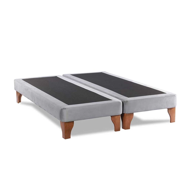 BASE CAMA EUROPEA IMPORTCLICK DIVIDIDA 2 PLAZAS 150X200 CM GRIS CLARO FELPA - 1