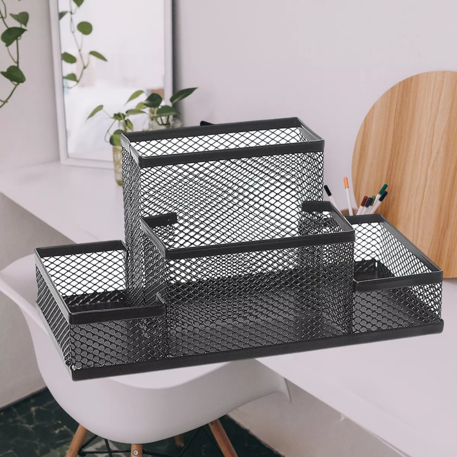 ORGANIZADOR IMPORTCLICK CANASTO LÁPICES METAL ESCRITORIO 10.5X15X11 CM ALUMINIO - 5
