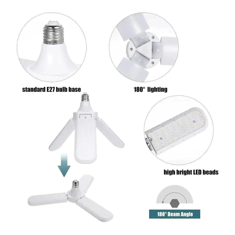 PACK 3 AMPOLLETA LED 45 WATT ANGULO AJUSTABLE 3 ASPAS LUZ FRÍA BLANCO - 4