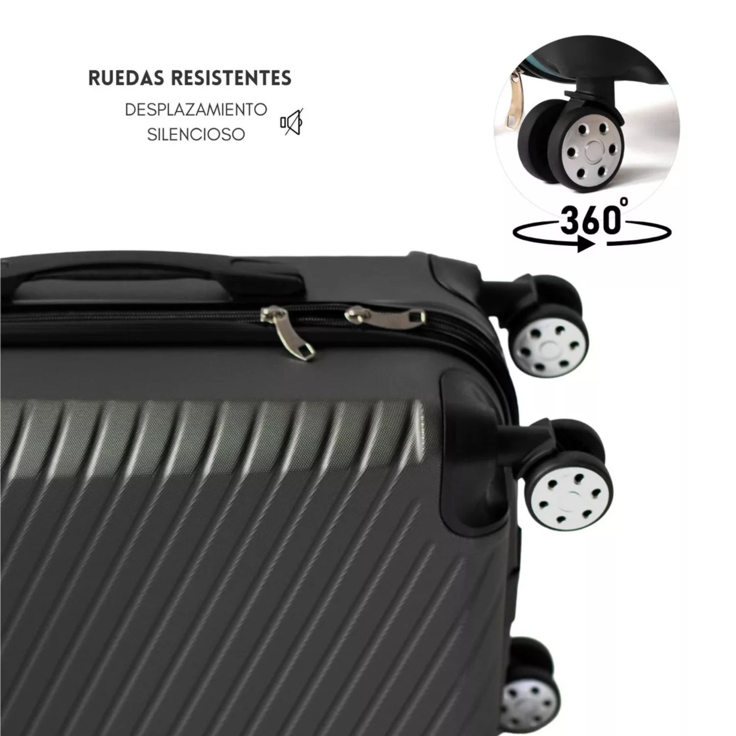 SET 3 MALETAS EQUIPAJE CABINA RUEDAS DIFERENTES TAMAÑOS NEGRO - 4