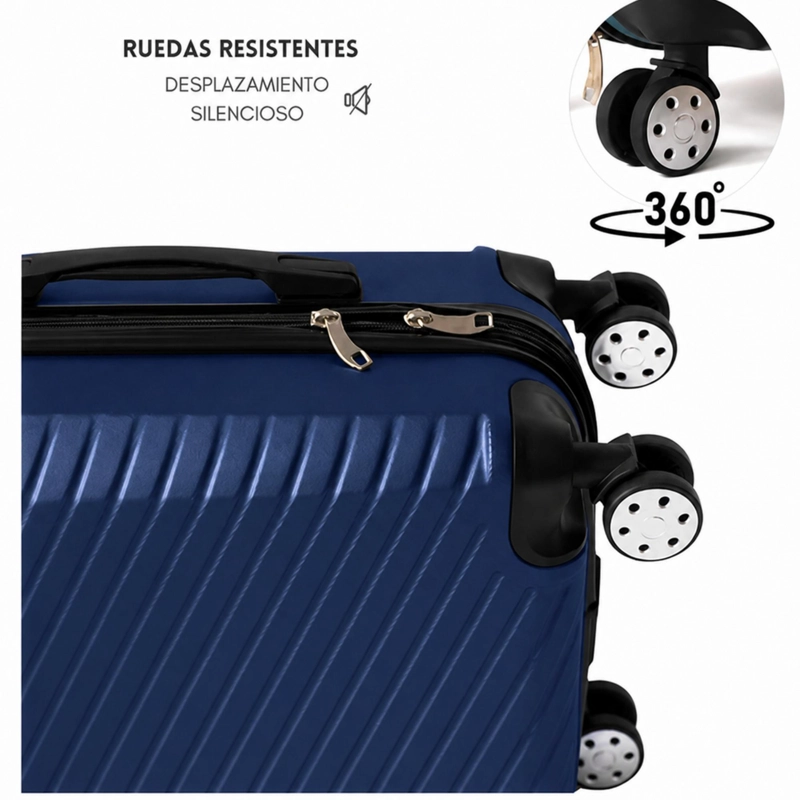 SET 3 MALETAS EQUIPAJE CABINA RUEDAS - AZUL - 4