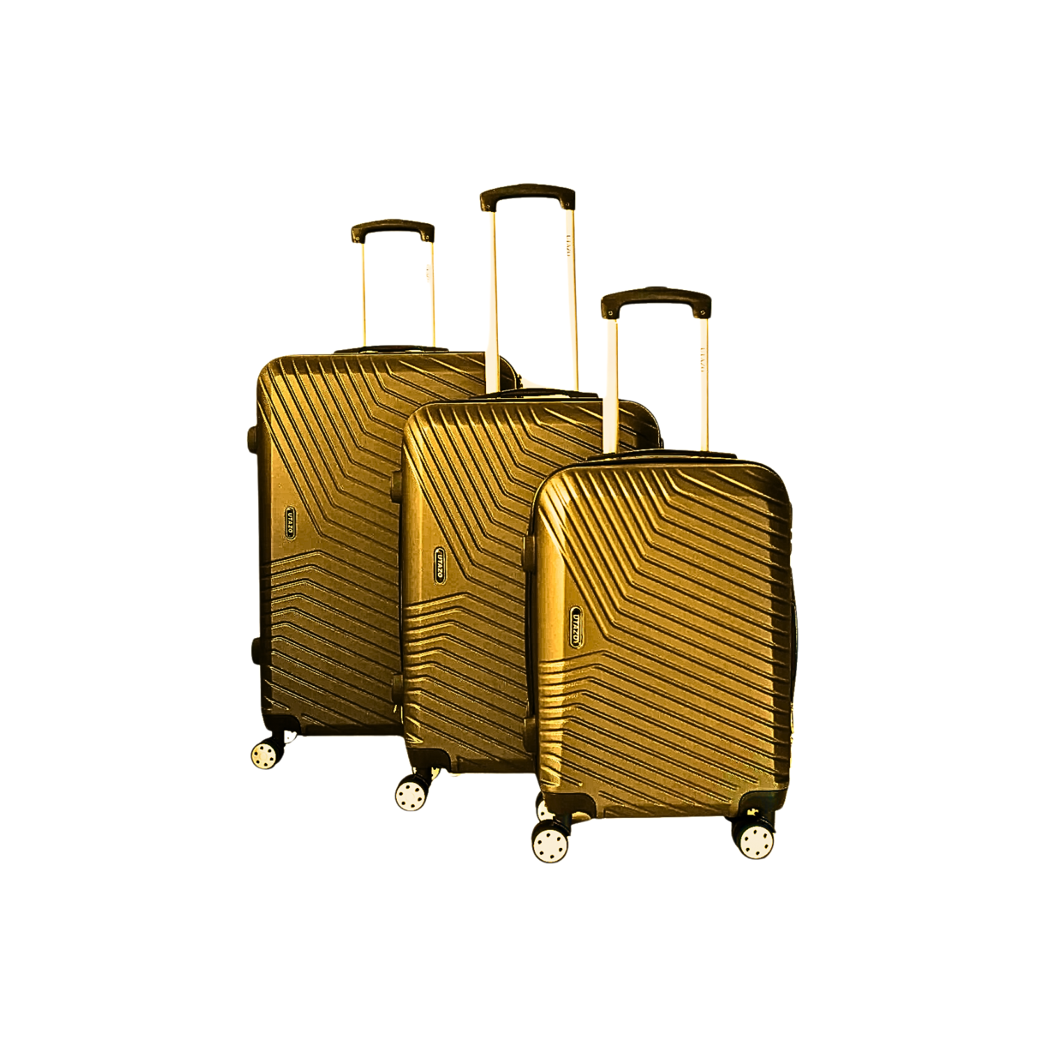 SET 3 MALETAS EQUIPAJE CABINA RUEDAS DIFERENTES TAMAÑOS DORADO - 1