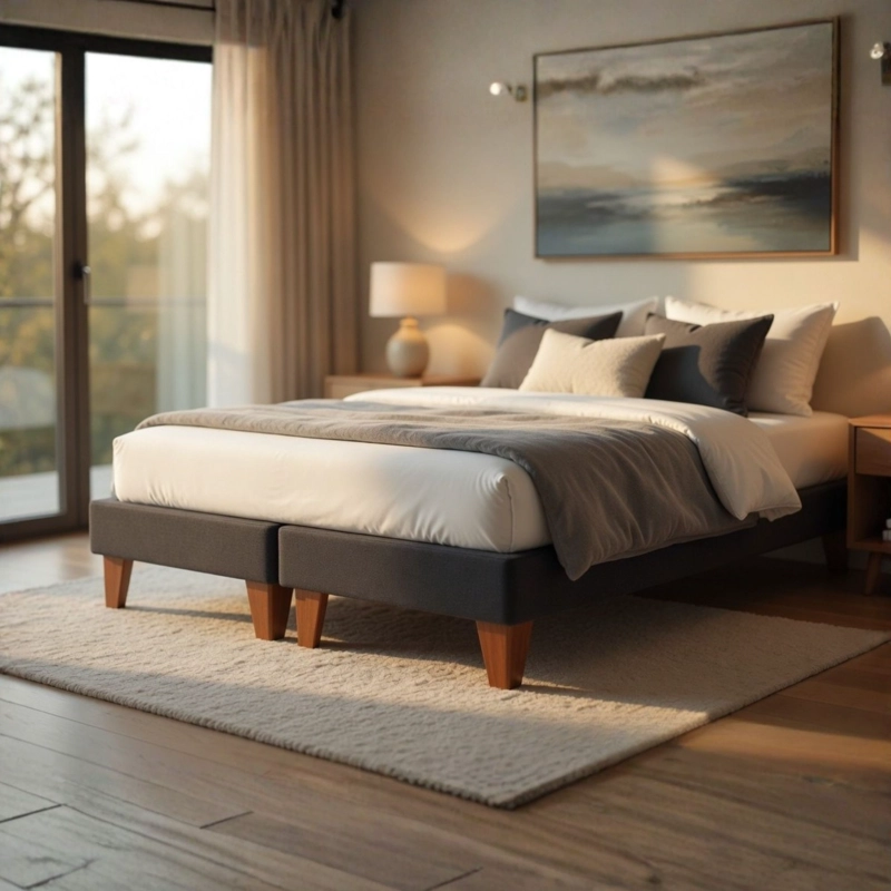 BASE CAMA EUROPEA IMPORTCLICK DIVIDIDA SUPER KING 200X200 CM GRIS OSCURO FELPA - 6