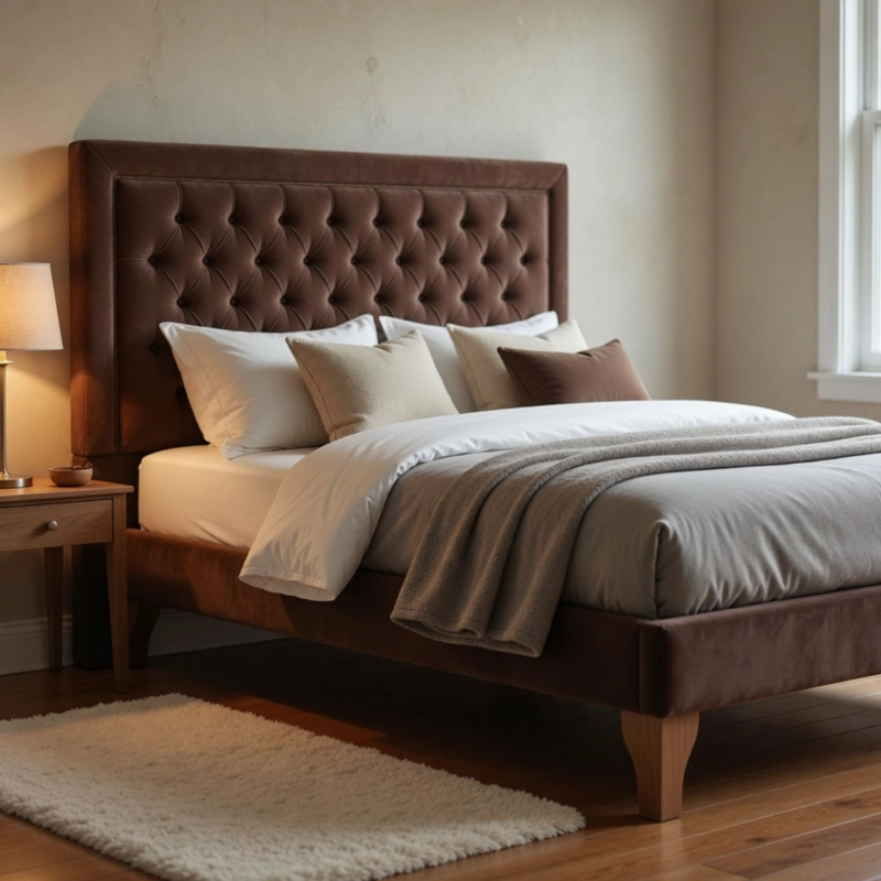 BASE CAMA EUROPEA IMPORTCLICK ELEGANTE 1.5 PLAZA 105X200 CM CHOCOLATE FELPA - 5