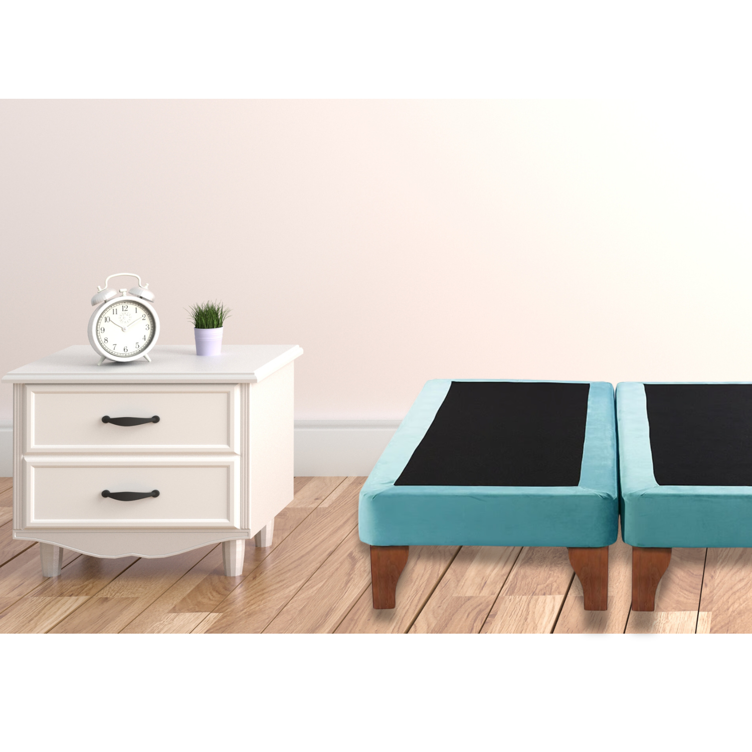 BASE DIVIDIDA CAMA EUROPEA SUPER KING 200X200 CM TURQUESA FELPA - 5