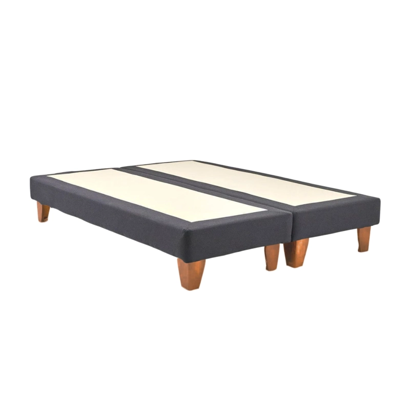 BASE CAMA EUROPEA IMPORTCLICK DIVIDIDA 2 PLAZAS 150X200 CM GRIS OSCURO FELPA - 2