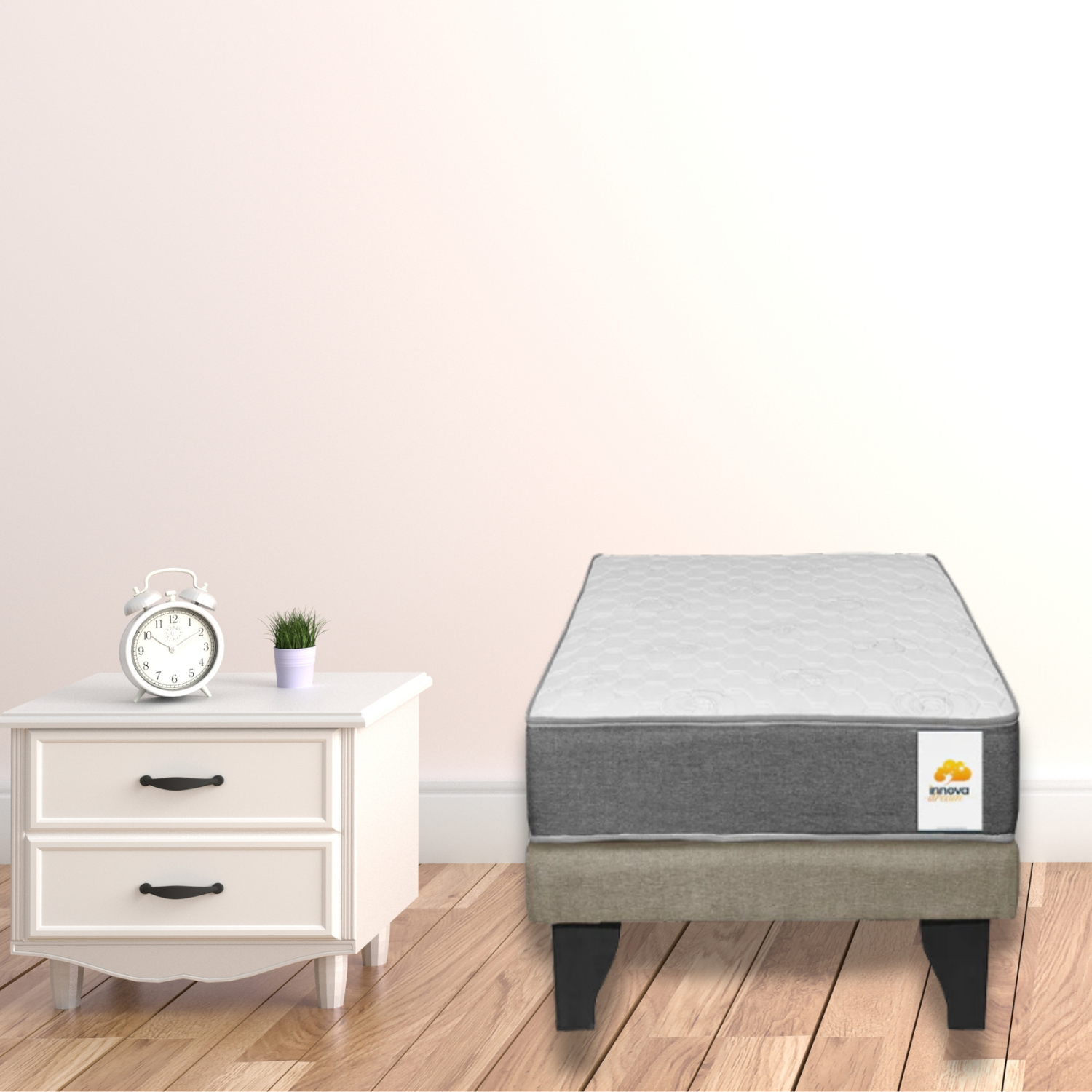 BASE ELEGANTE CAMA EUROPEA 1.5 PLAZA 105X190 CM GRIS CLARO LINO - 5